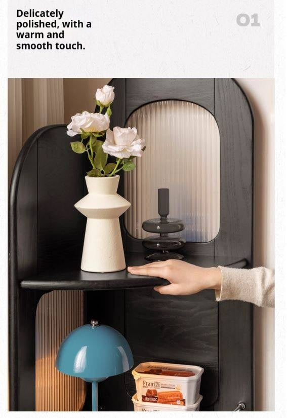 Oak Solid Wood Bauhaus Style Corner Bookshelf