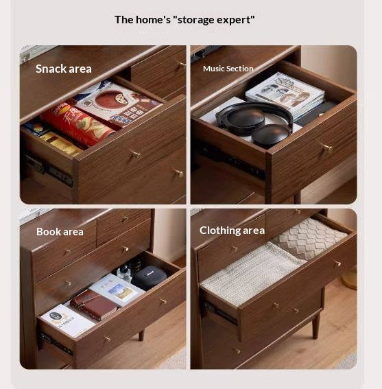 Red Zebrawood Solid Wood Modern Minimalist Chest of Drawers