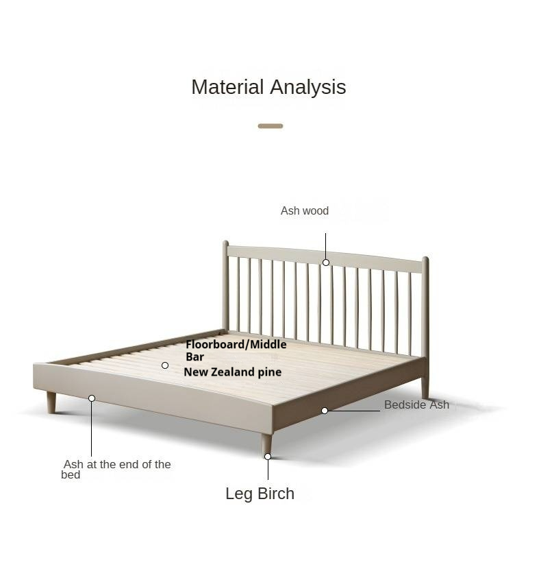 Ash Solid Wood Light Luxury Bed