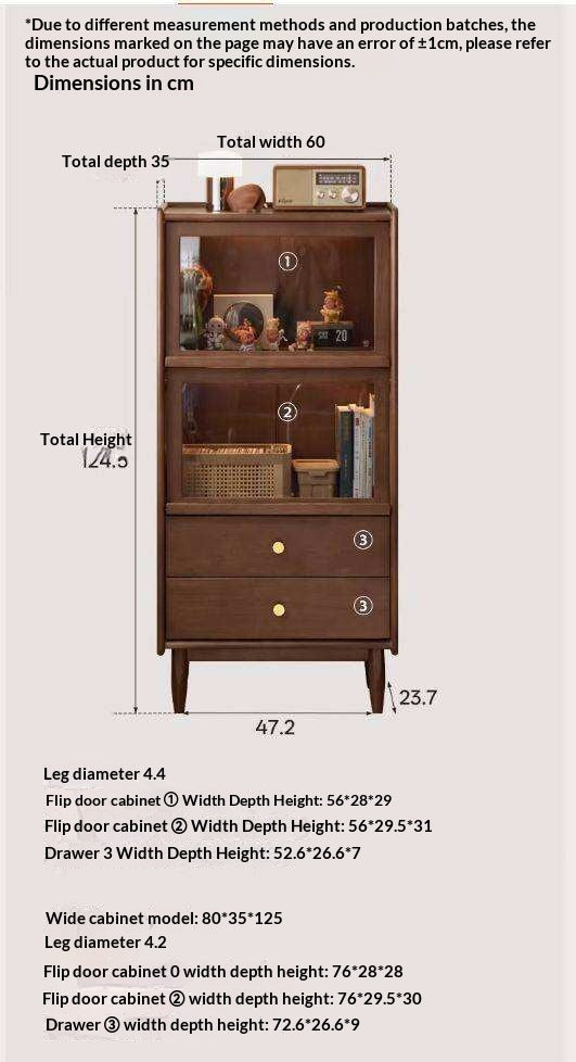 Sandalwood Solid Wood Side Cabinet with Storage and Light