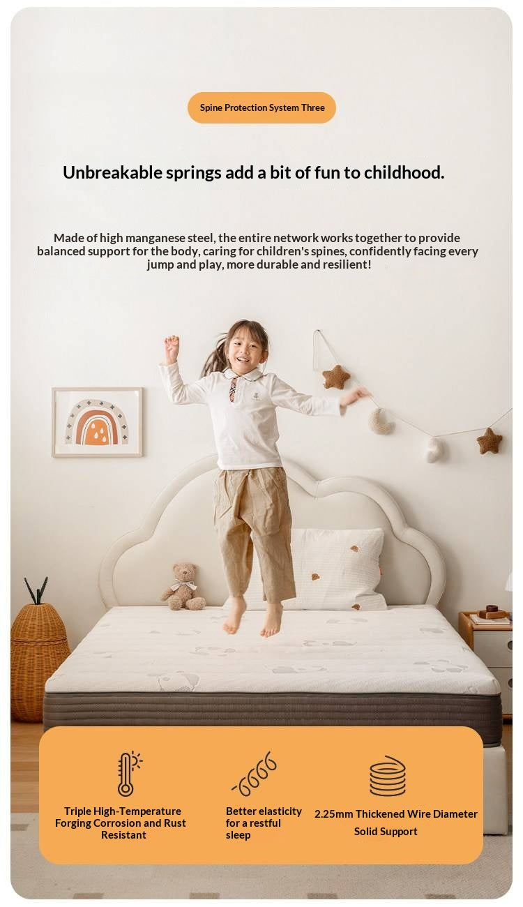 Children's Eco-Friendly Glue-Free Mattress — Panda Jute Spring, Coconut Fiber, Double Latex