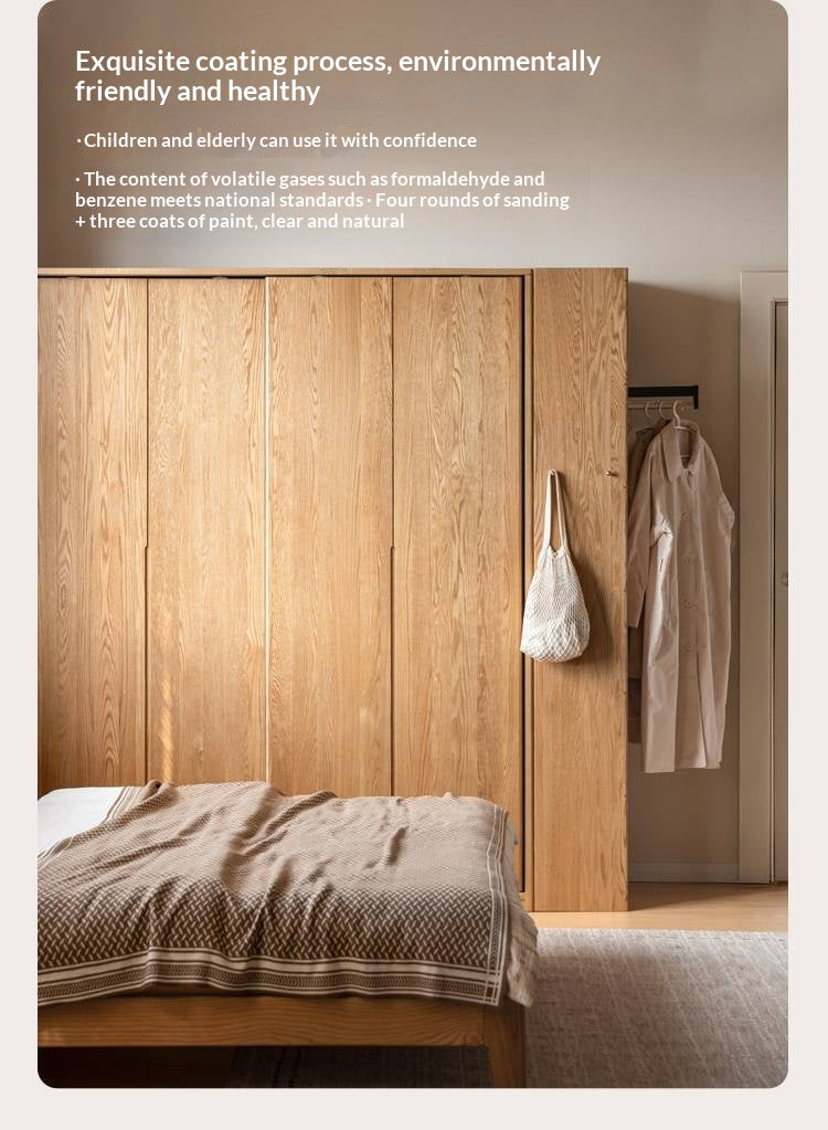 Oak Solid Wood Modern Corner Wardrobe