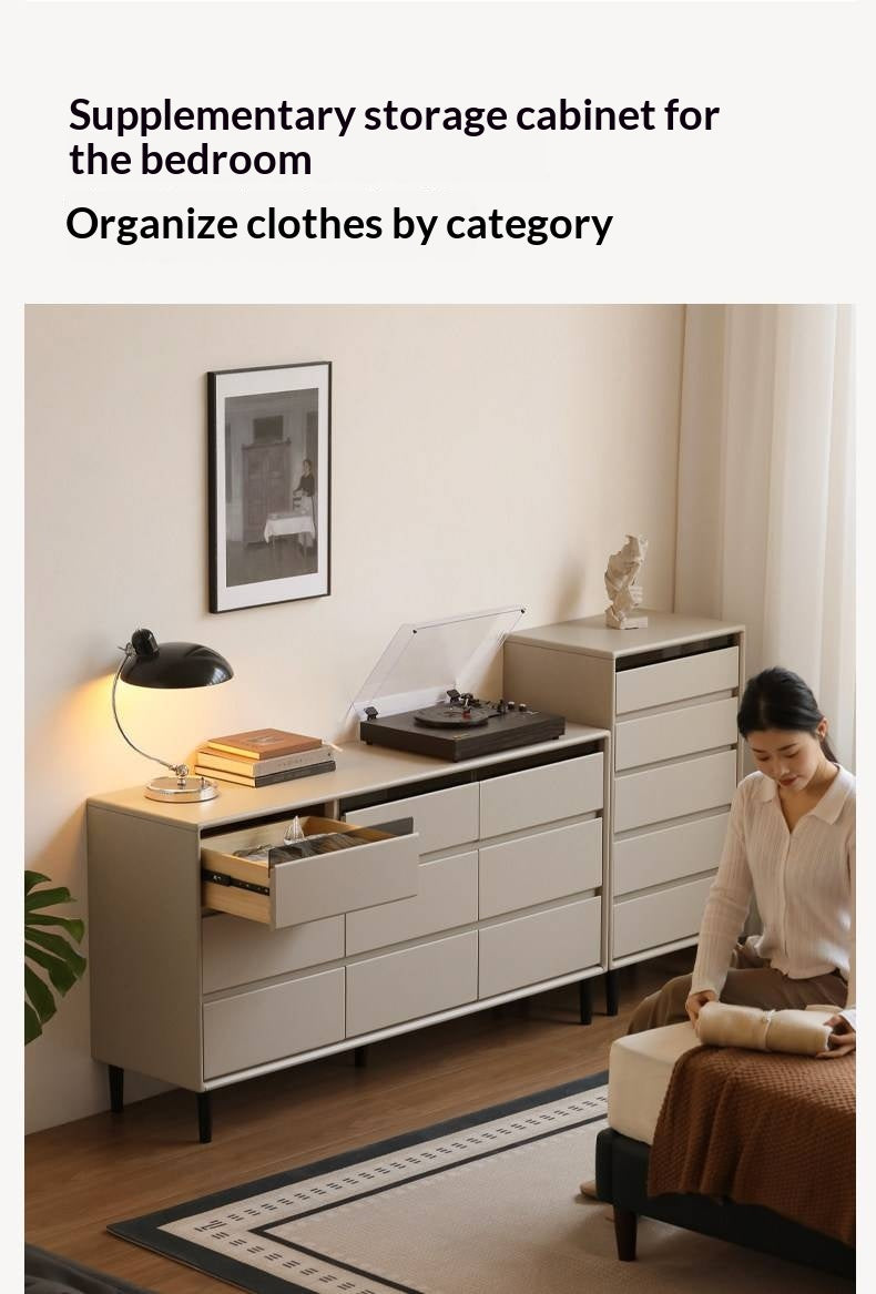 Solid Rubberwood Light Luxury Chest of Drawers