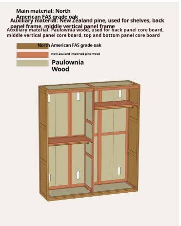 Oak Solid Wood Wardrobe with Recessed Groove Handles