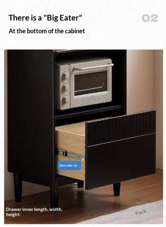 Solid RubberWood Minimalist Style Sideboard with Storage Cabinet