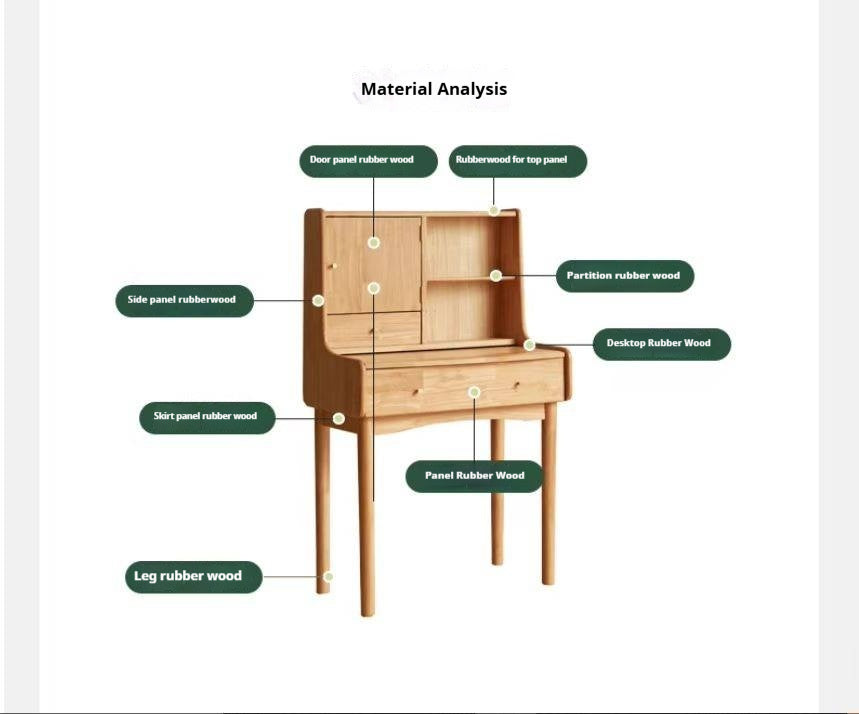 Solid RubberWood Extendable Modern Vanity Table