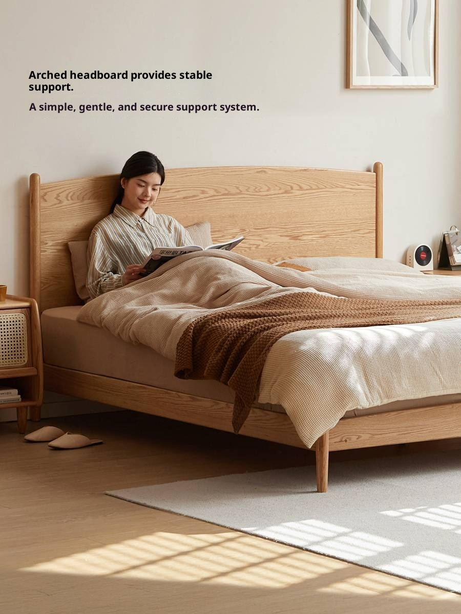 Oak Solid Wood Modern Simple Large Bed