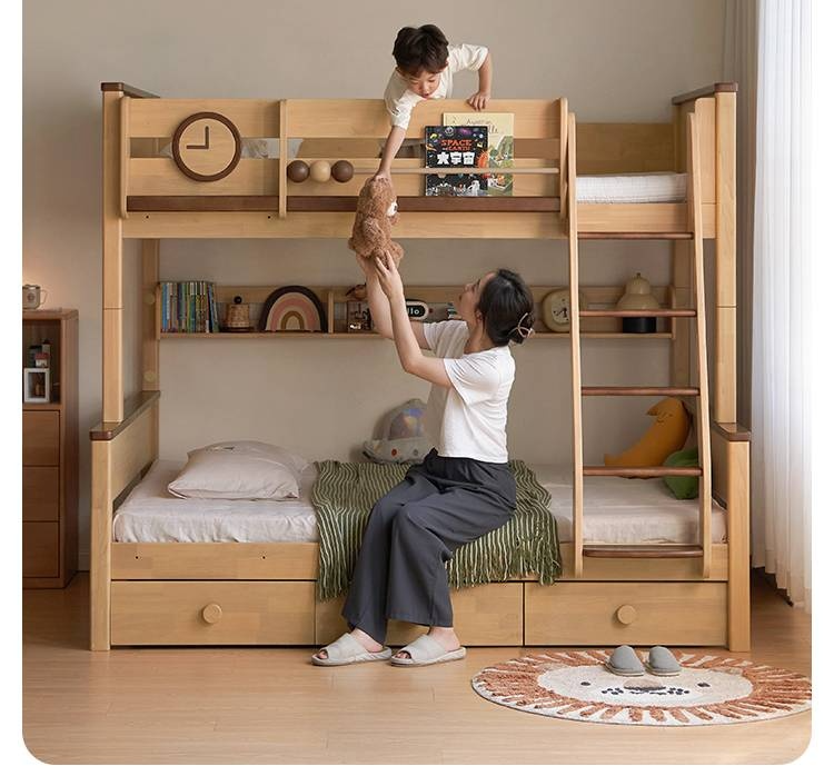 Rubberwood Solid Wood Children's Bunk Bed
