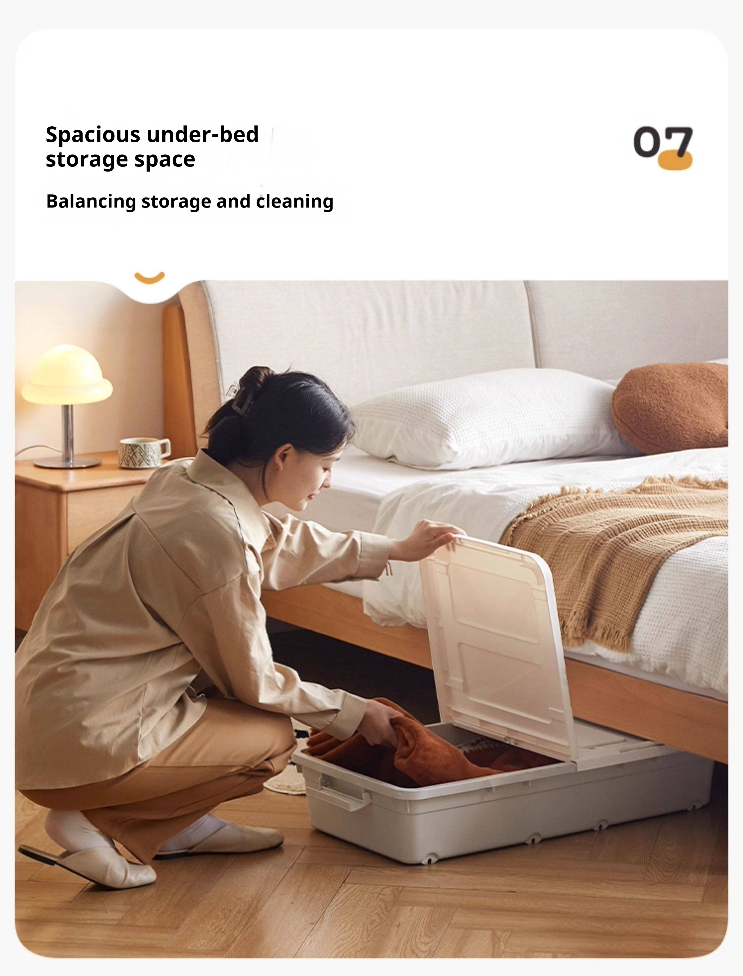 Beech Solid Wood Upholstered King Bed — Soft Headboard with Fabric Upholstery