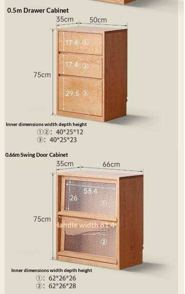 Cherry Solid Wood Vintage Floor Storage Bookcase
