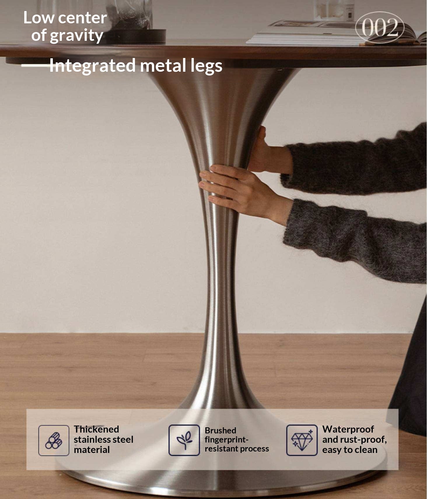 Black Walnut Solid Wood Dining Table Bauhaus Style