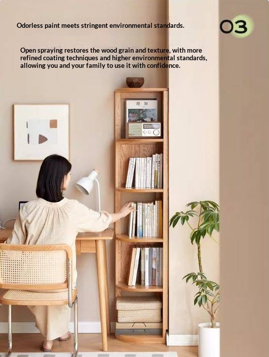 Solid Rubberwood, Oak, Ash Solid Wood Triangle Corner Bookshelf with Multi-Layer Shelving