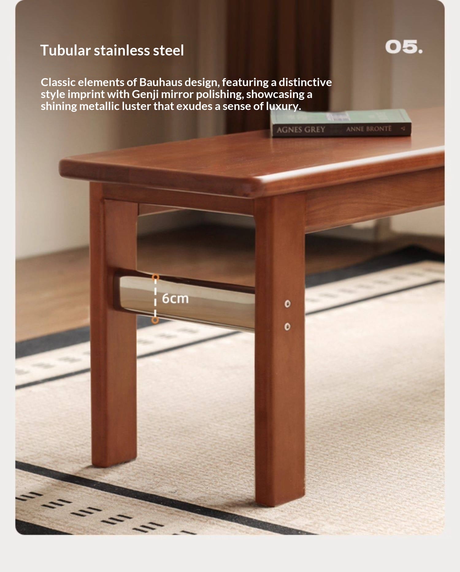 Tulipwood Solid Wood Vintage Style Long Bench