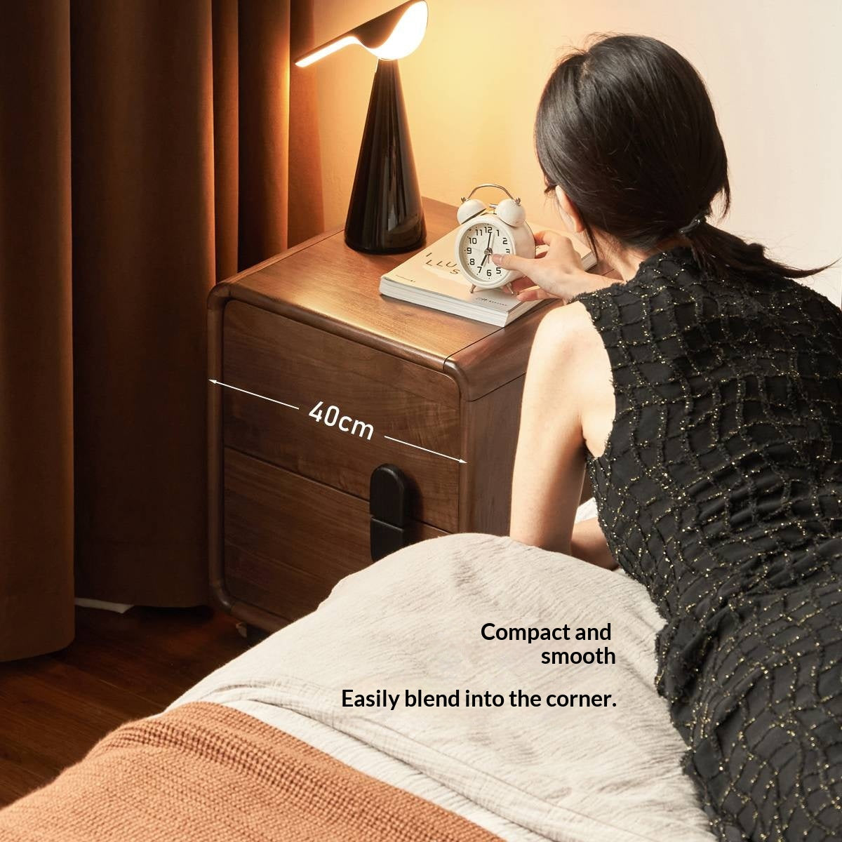 Black Walnut Solid Wood Nightstand