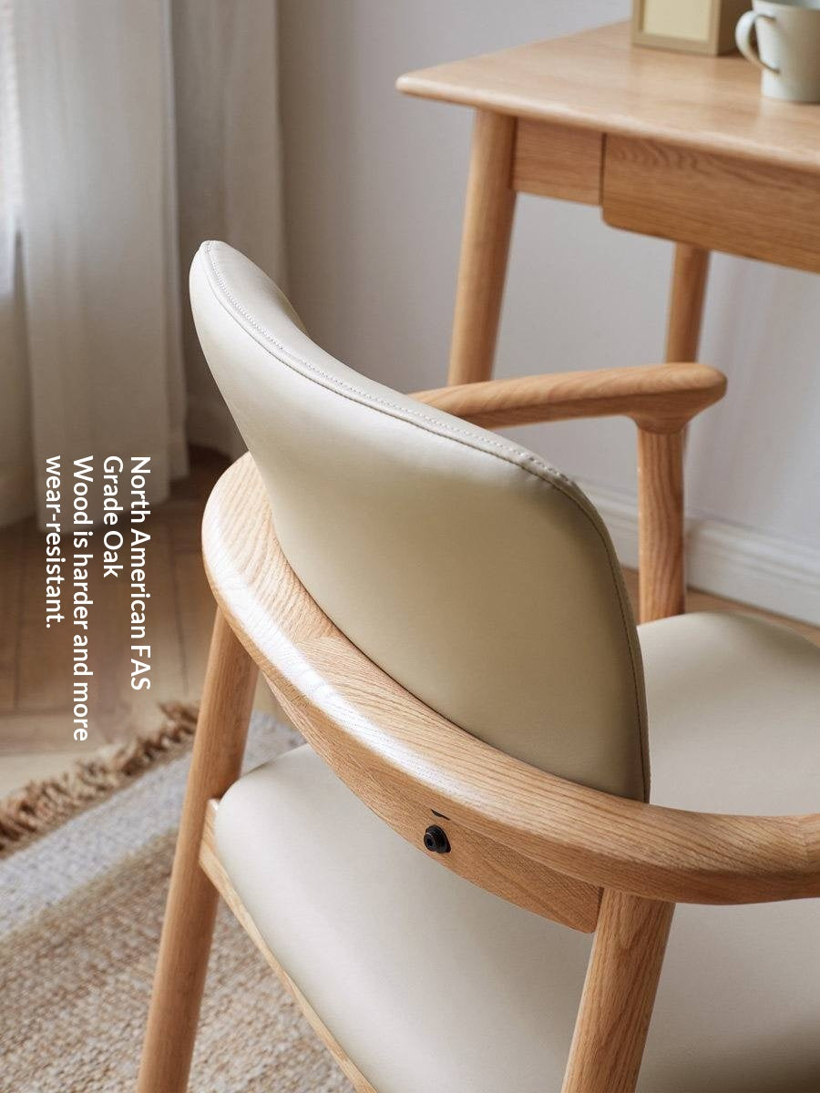 Oak Solid Wood Solid Dining Armchair with Curved Wraparound Back