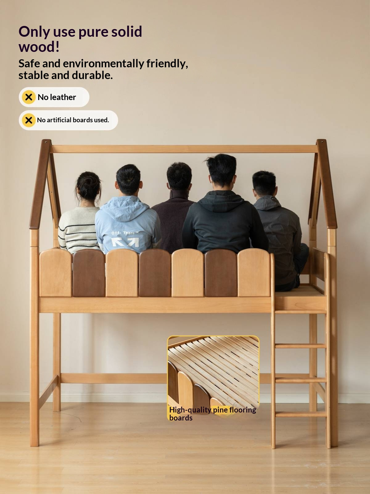 Beech Solid Wood Children's Treehouse Bed Multifunctional Loft Bed