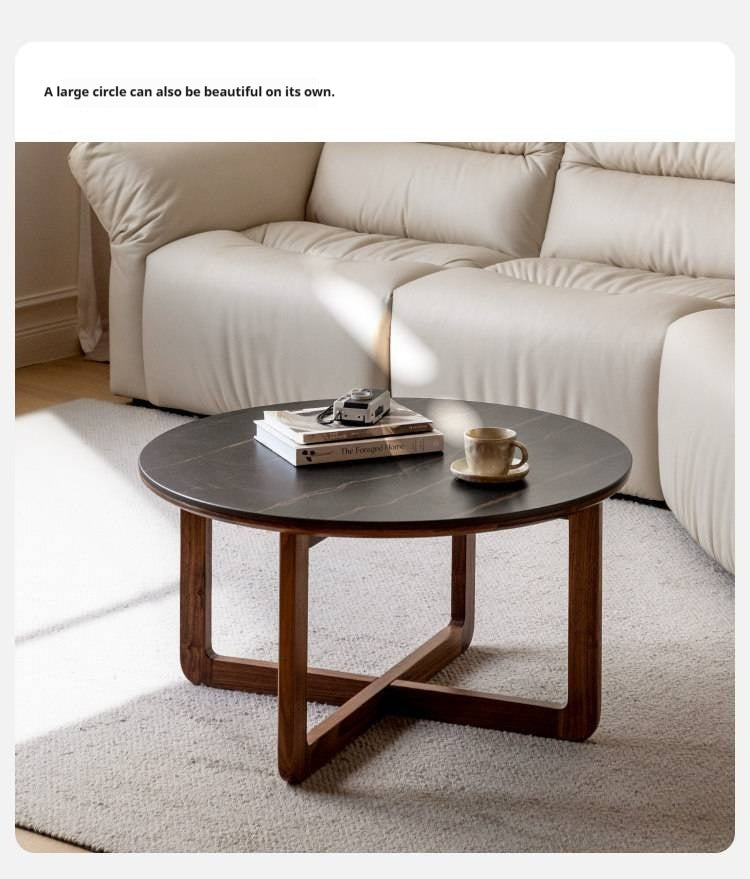 Black Walnut Solid Wood Combination Coffee Table Rock Surface