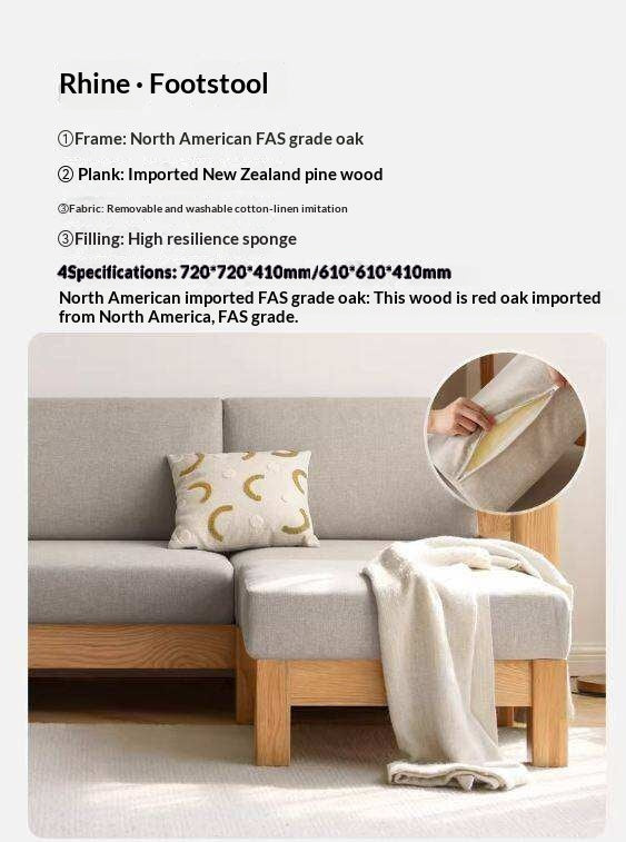 Ash, Oak, Black Walnut Solid Wood  Fabric Footstool