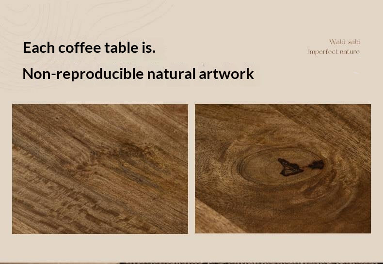 Mango Solid Wood Wabi Sabi Coffee Table with Irregular Cloud Design