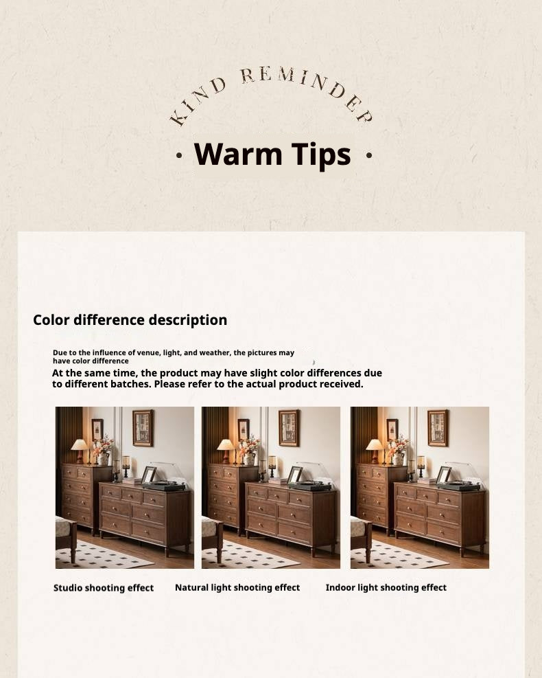 Black Walnut Solid Wood American Retro Chest of Drawers.