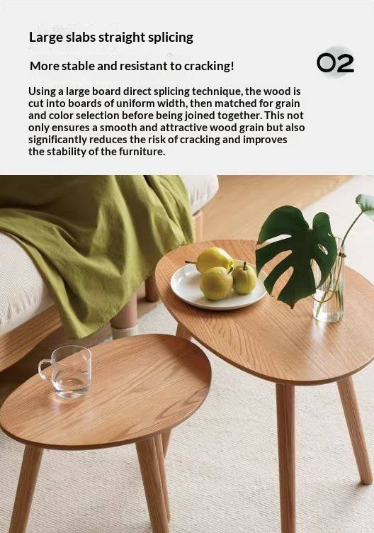 Solid Rubberwood, Oak Solid Wood Small Nordic Side Table