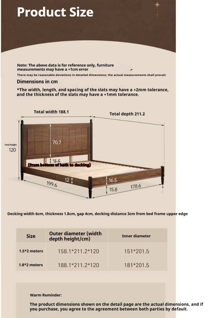 Black Walnut Solid Wood Four Poster Bed with Grid Panel Headboard