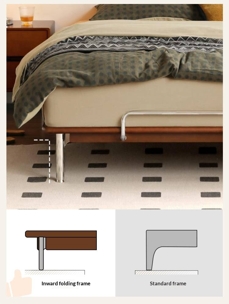 Poplar Solid Wood Platform Bed — No Headboard, Vintage Bauhaus Edge Style