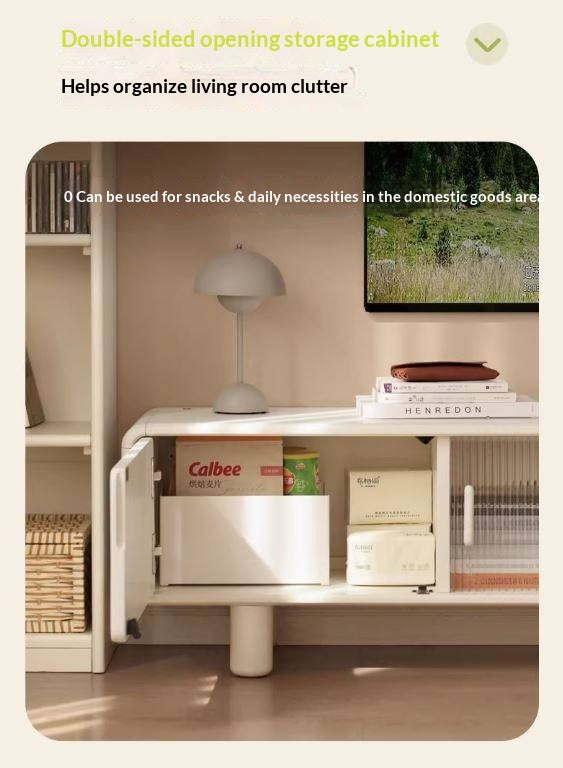 Solid RubberWood Storage White TV Cabinet.