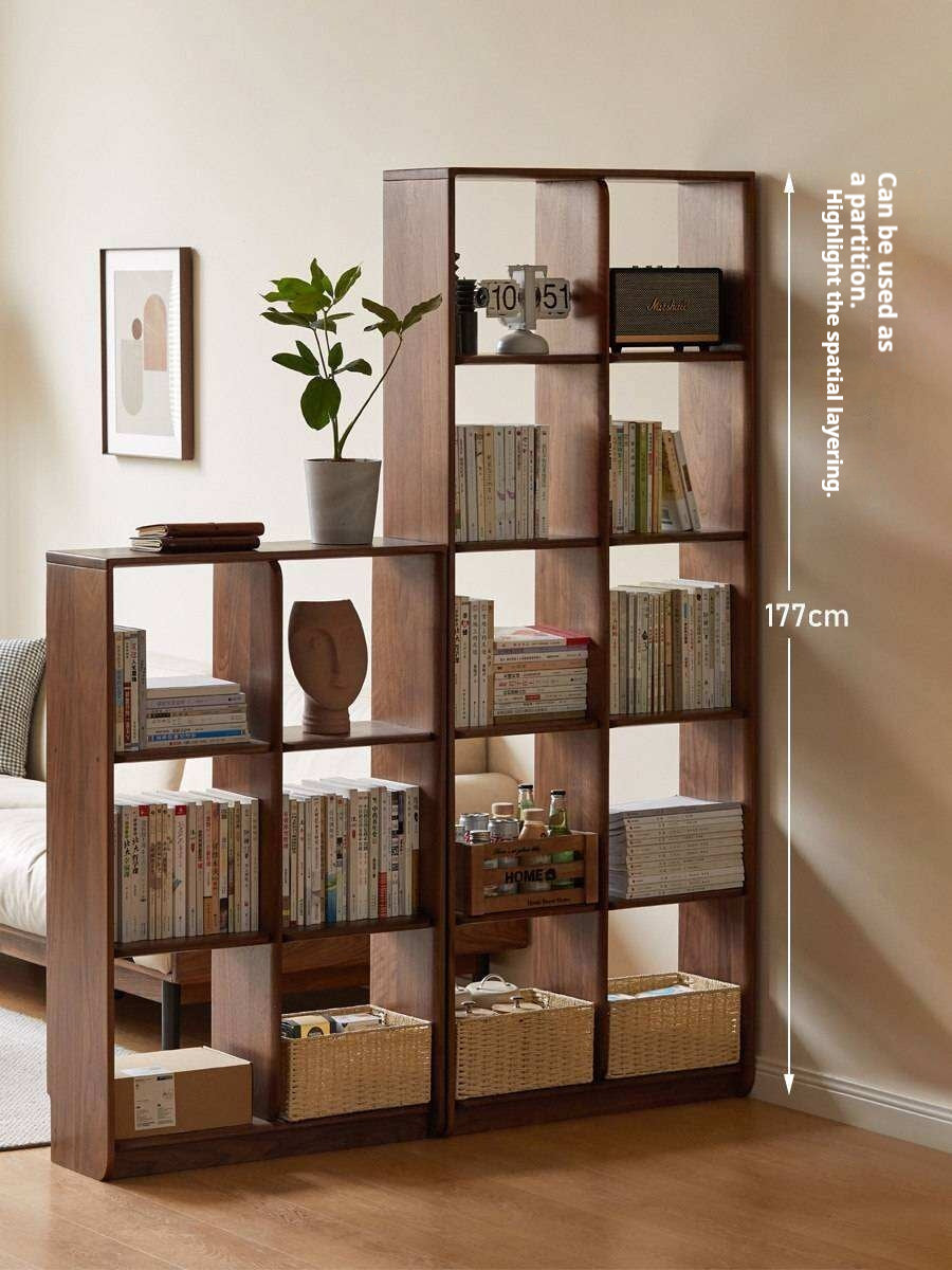 Sandalwood, Black Walnut Solid Wood Bookshelf Shelf Free Lattice Combination