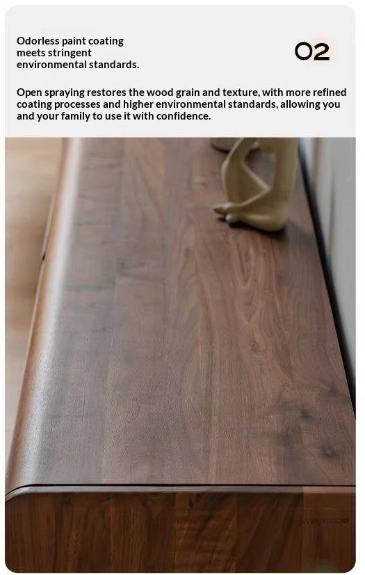 Black Walnut, Sandalwood, Ash Solid Wood Floor TV Cabinet.