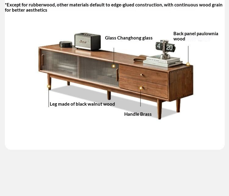 Black Walnut, Rubber, South American walnut Solid Wood Modern TV Cabinet.