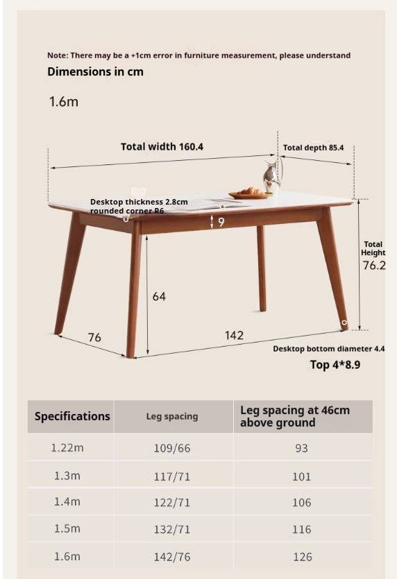 Tulipwood Solid Wood Retro Style Dining Table