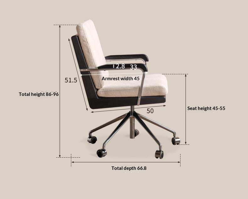 Oak Solid Wood Office Chair with Adjustable Back and Ergonomic Design
