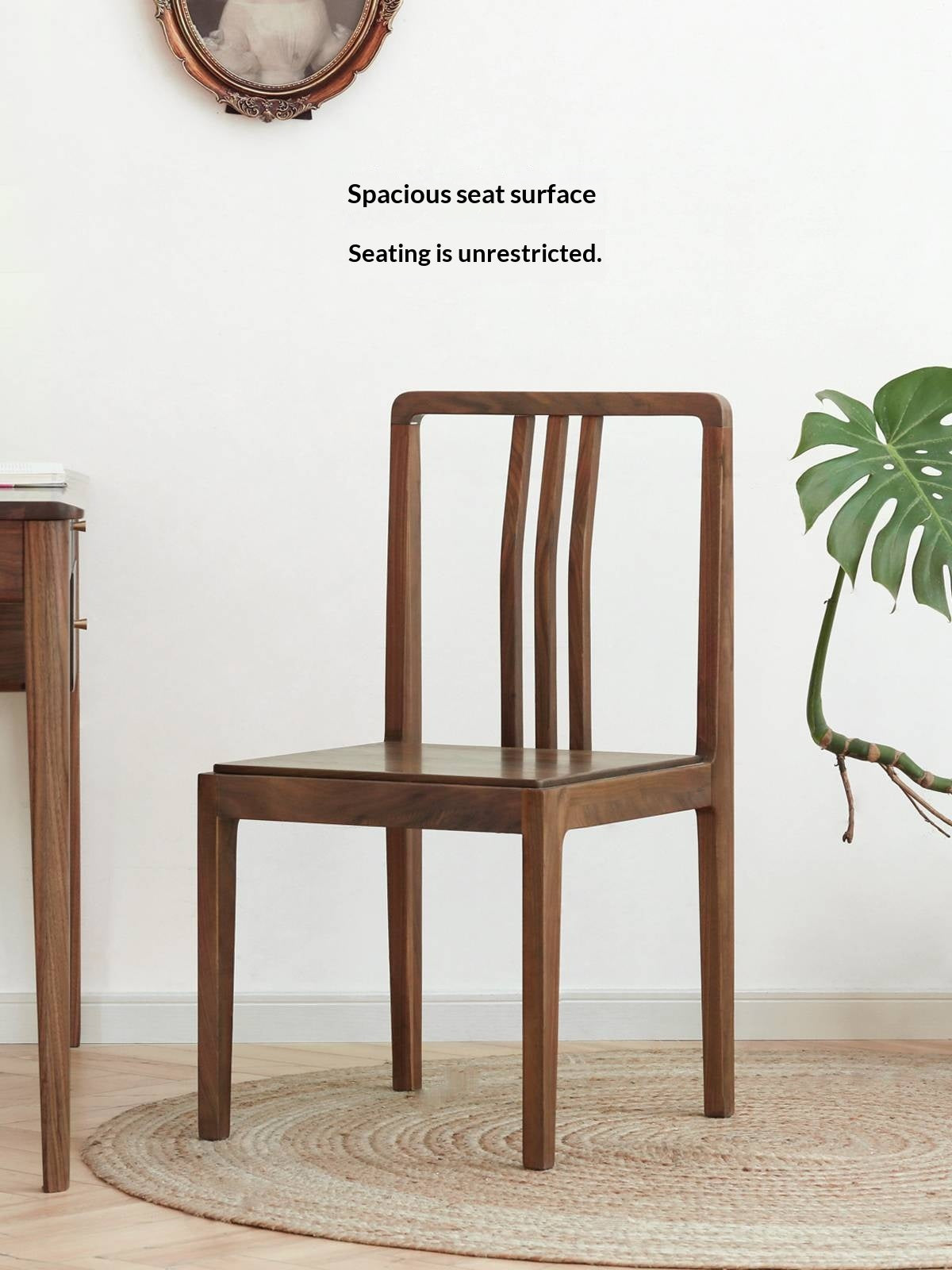 Set 4 pcs Black Walnut, Ash Solid Wood Dining Chair with Backrest 4pcs