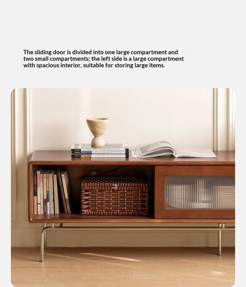 Tulipwood Solid Wood Light French TV Cabinet Sliding Door.