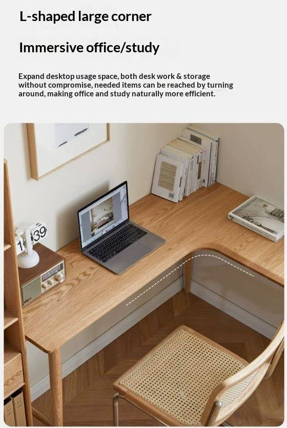 Oak Solid Wood Corner Table Study Office Desk