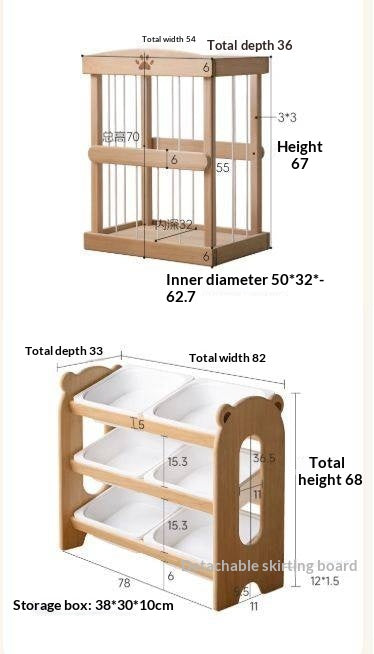 Beech, Poplar Solid Wood Kids Toy Storage Organizer Montessori Toy Shelf