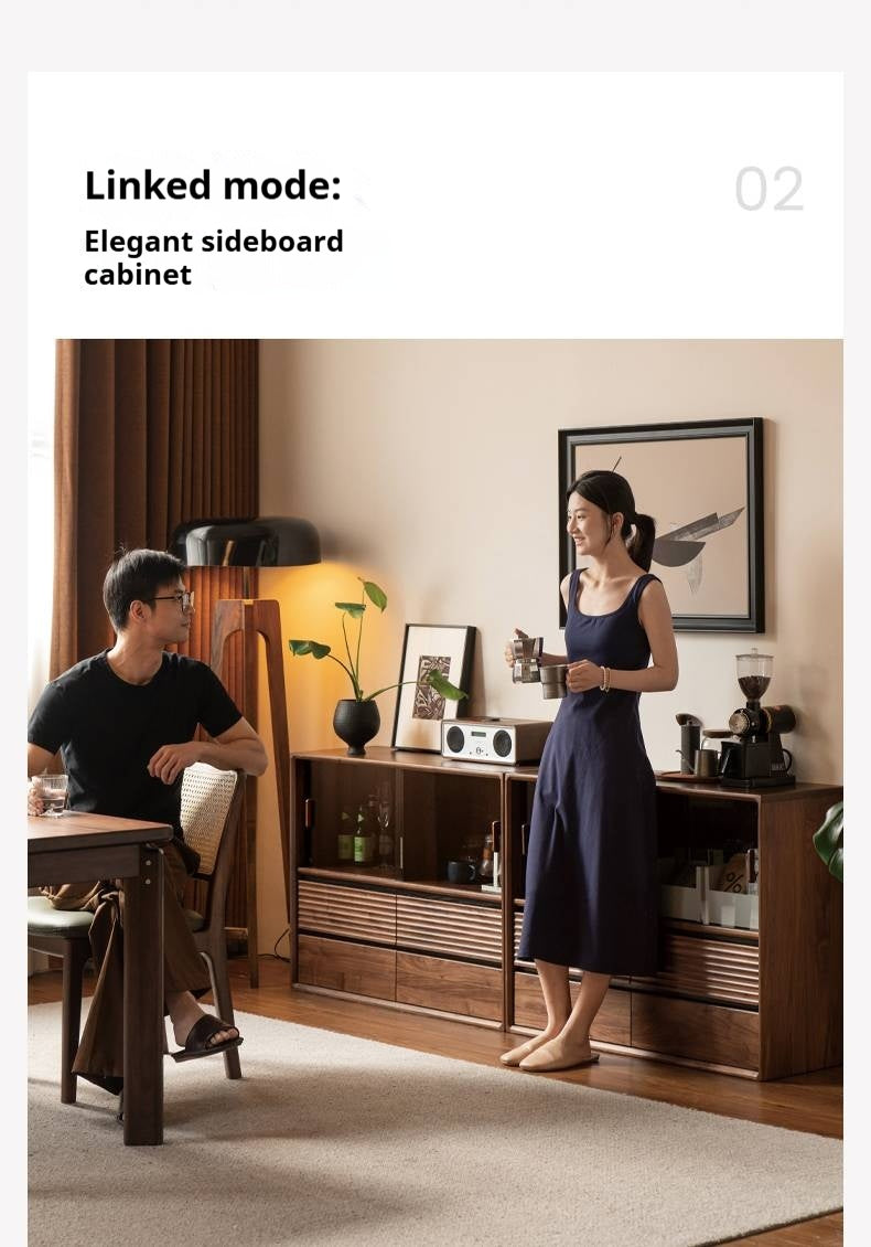 Black Walnut Solid Wood Italian Light Luxury Bookcase