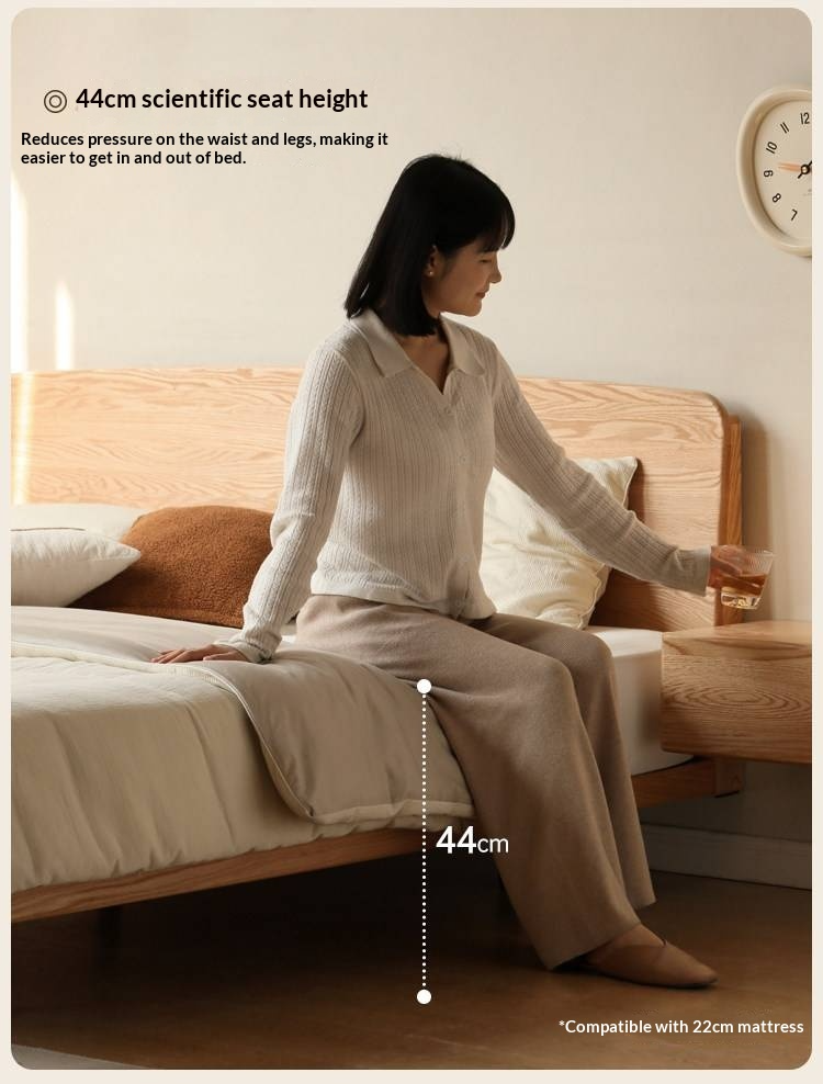 Oak Solid Wood Bed — Simple Floating Bed Design