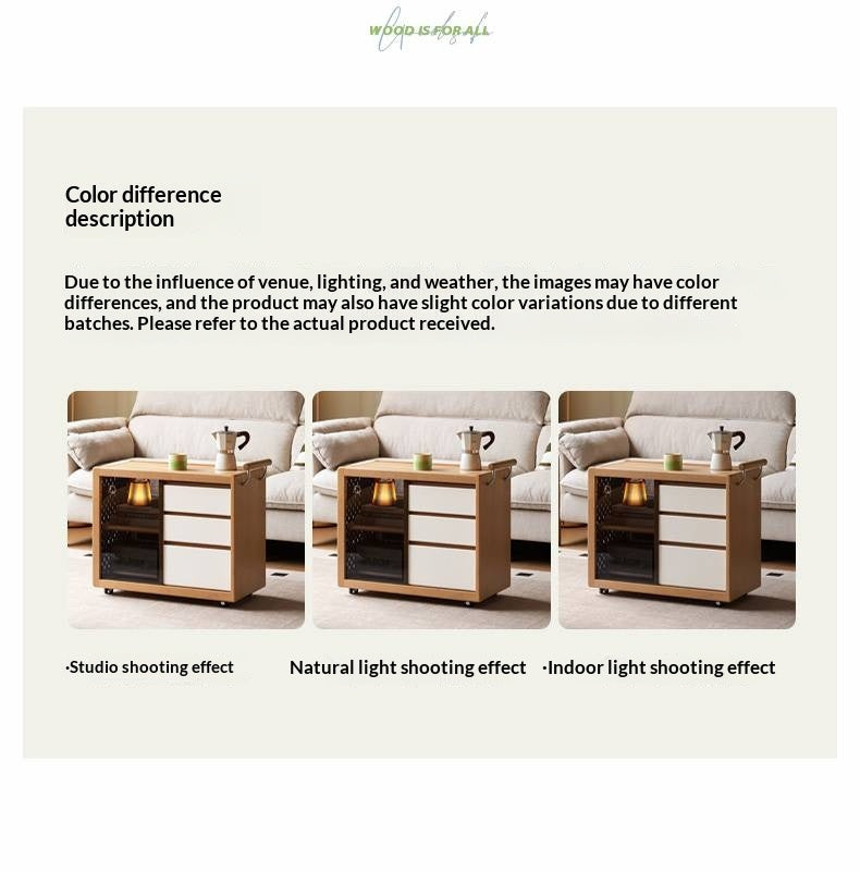 Beech Solid Wood Modern Corner Mobile Side Table