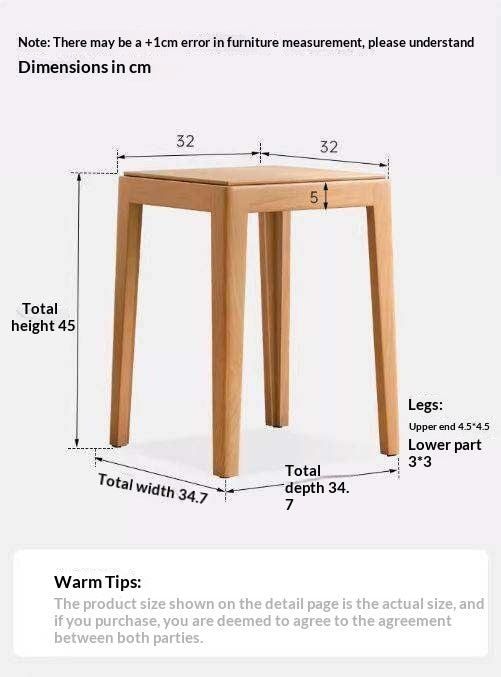 Beech Solid Wood Stackable Stool with Nordic Minimalist Design
