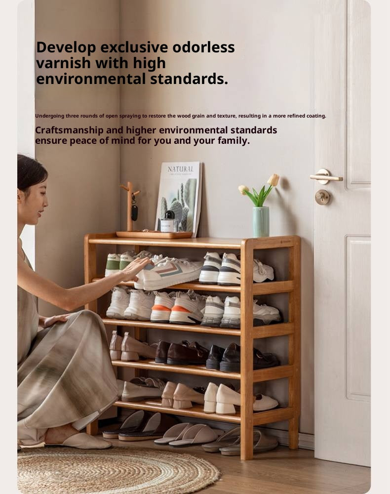 Solid Rubberwood Modern Minimalist Multi Layer Shoe Rack
