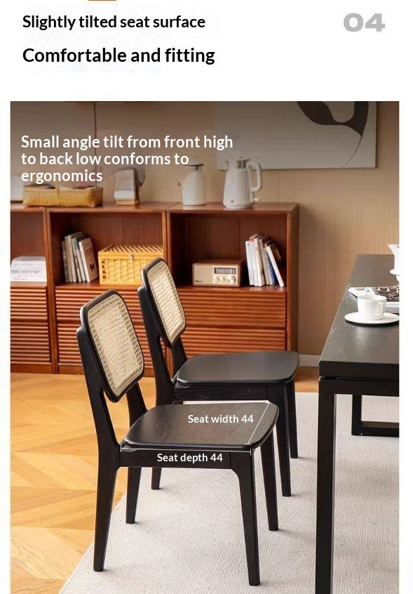 4 pcs Oak Solid Wood Back Rattan Dining Chair