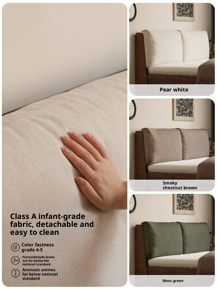 Oak Solid Wood Modern Simple Fabric Soft-Padded Box Bed