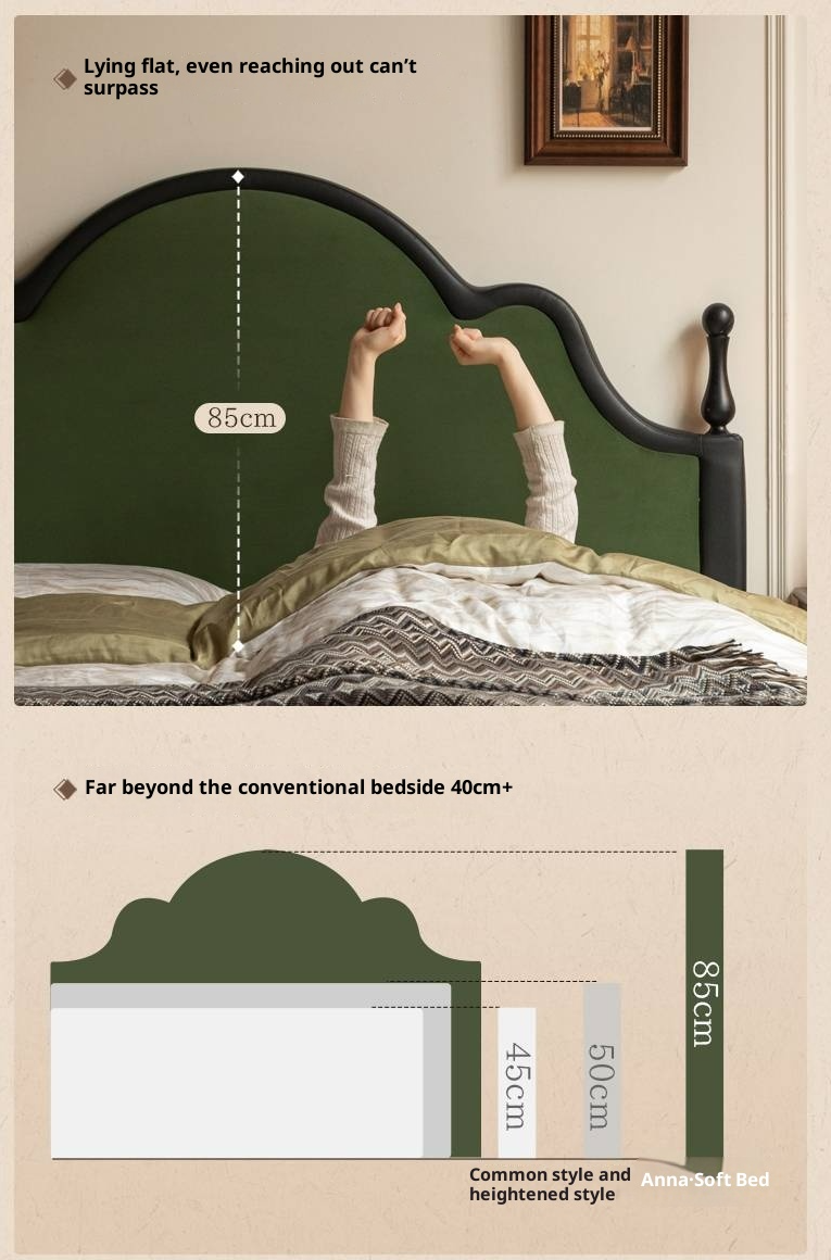 Fabric Soft Velvet Bed French Retro Style