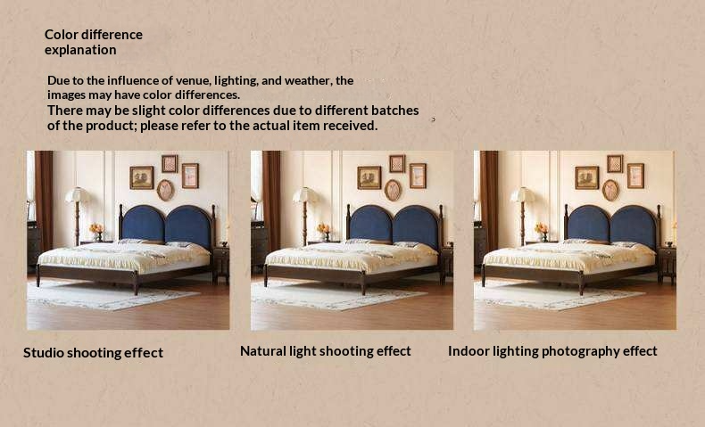 Poplar Solid Wood Bed with Double Arched Upholstered Headboard and Turned Wood Posts