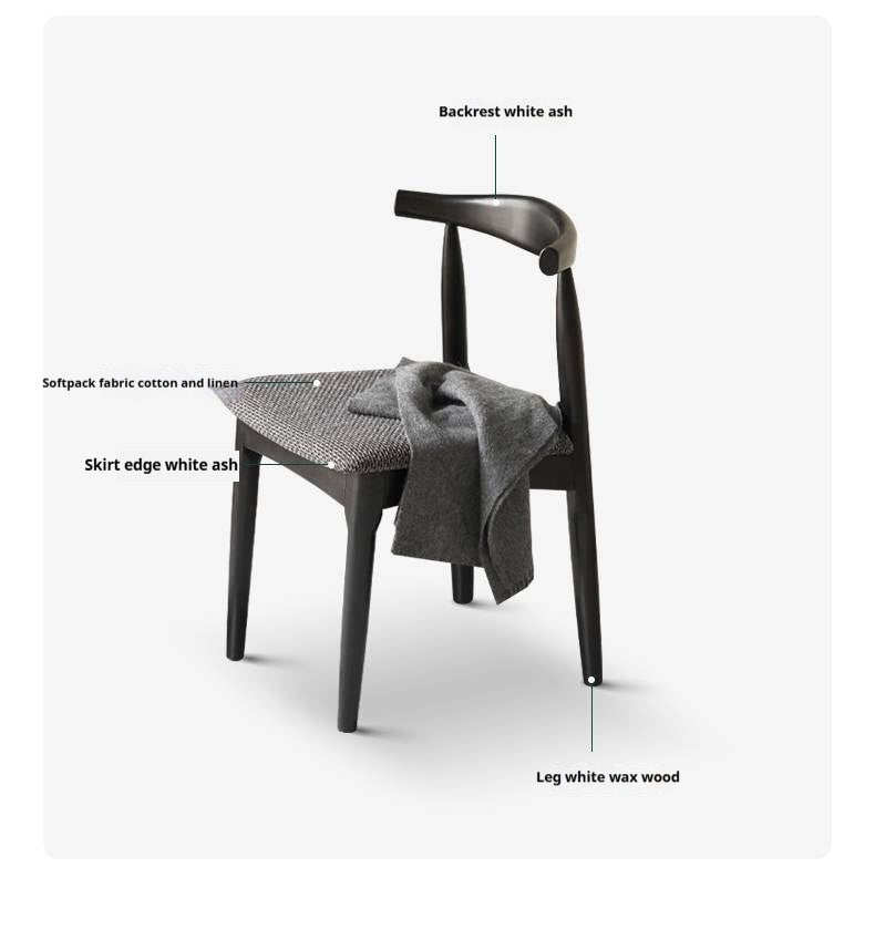 Set 4 pcs White Ash Solid Wood Horn Presidential Chair