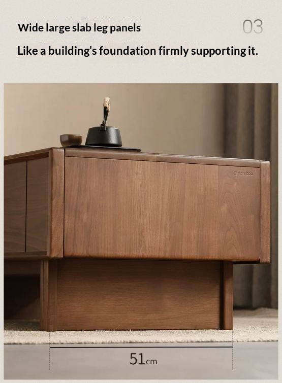 Black Walnut Solid Wood Coffee Table with Storage