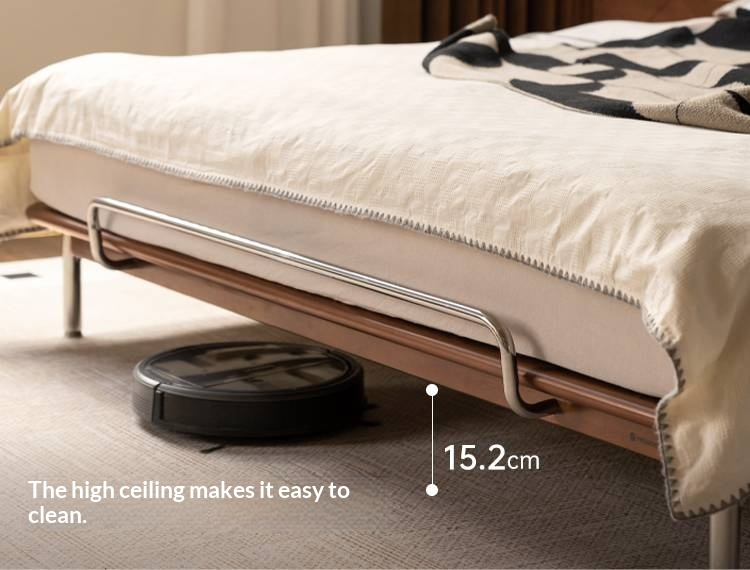 Genuine Leather Bauhaus Style Double Bed with Top Grain Cowhide Soft Backrest