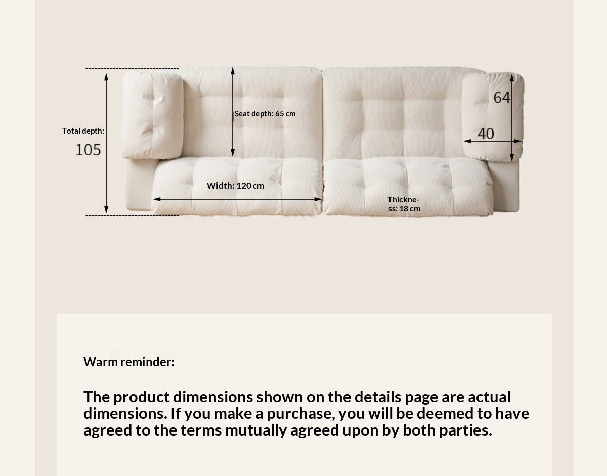 Cream Cloud Fabric Sofa with Deep Seat and Full Removable Covers